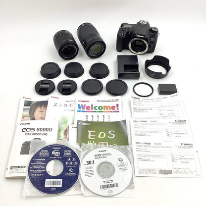 【全額返金保証】【最速発送】Canon デジタル一眼 EOS 8000D ダブルズームキット ブラック 美品 動作確認済