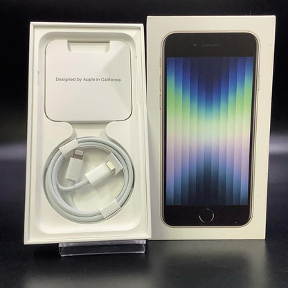 【全額返金保証】【最速発送】Apple iPhone iPhone SE（第3世代） 128GB スターライト Softbank SIMフリー 白ロム 美品 動作確認済 90%