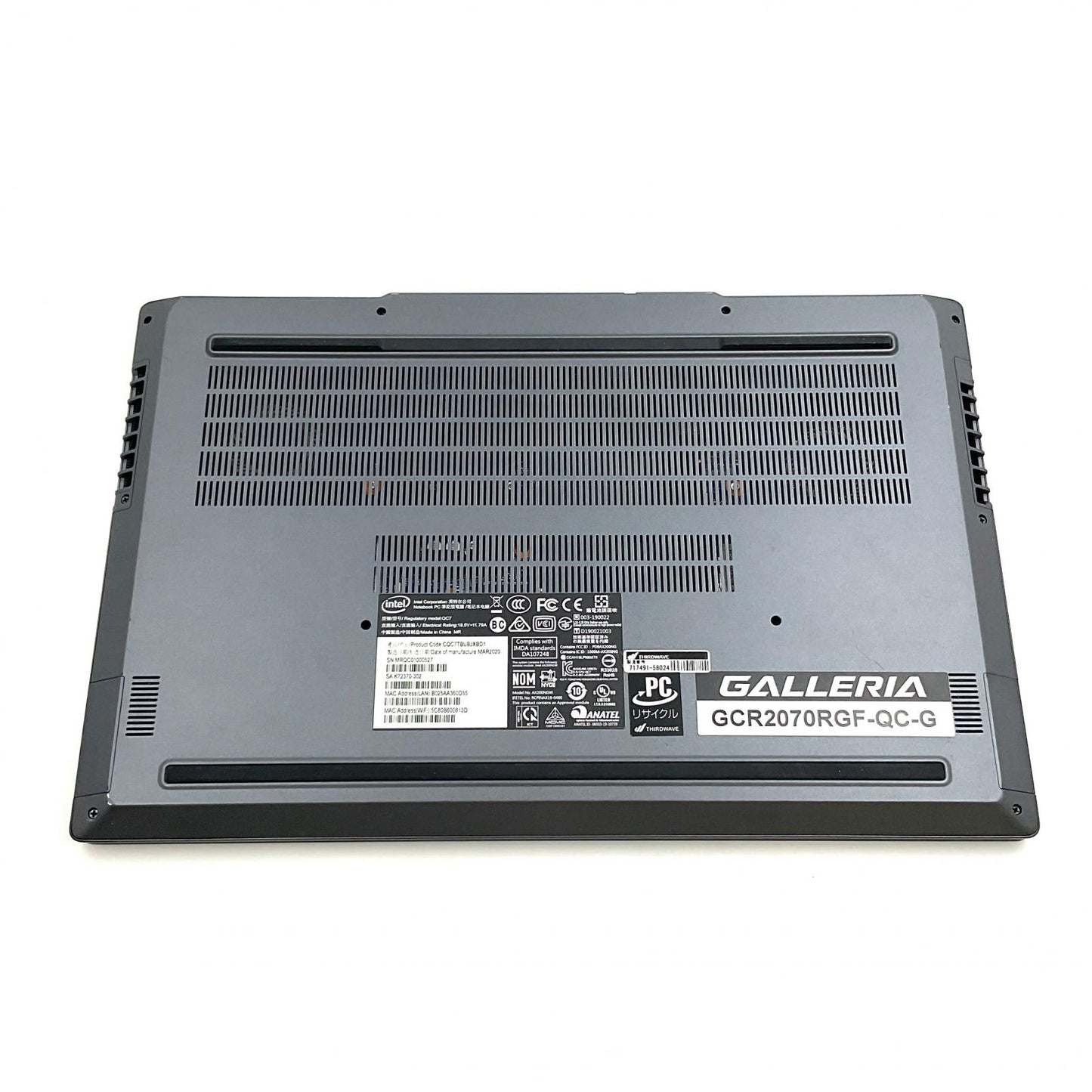 【全額返金保証】【最速発送】GALLERIA GCR2070RGF-QCG IntelCore i7-9750H 16GB M.2 SSD 1TB NVIDIA GeForce RTX2070 100% 動作確認済