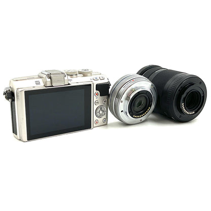 【全額返金保証】【最速発送】OLYMPUS デジタル一眼 OLYMPUS PEN Lite E-PL7 EZダブルズームキット シルバー 動作確認済