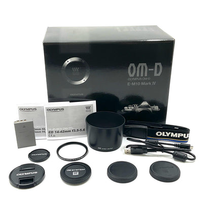 【全額返金保証】【最速発送】OLYMPUS デジタル一眼 OM-D E-M10 Mark IV EZダブルズームキット シルバー 美品 動作確認済