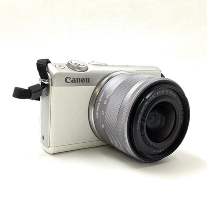 【全額返金保証】【最速発送】Canon デジタル一眼 EOS M100 ダブルズームキット ホワイト 動作確認済