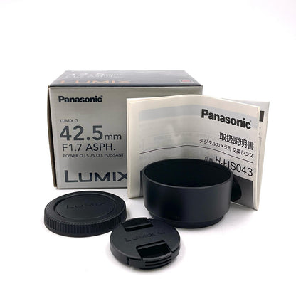 【全額返金保証】【最速発送】Panasonic LUMIX G 42.5mm/F1.7 ASPH./POWER O.I.S. H-HS043-K [ブラック] 美品 動作確認済