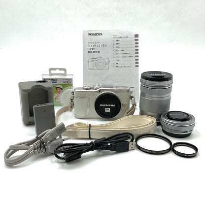 【全額返金保証】【最速発送】OLYMPUS デジタル一眼 PEN E-PL9 EZダブルズームキット [ホワイト] 美品 動作確認済
