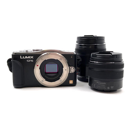 【全額返金保証】【最速発送】Panasonic デジタル一眼 LUMIX DMC-GF6W-K ダブルズームレンズキット [ブラック] ブラック 動作確認済