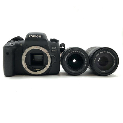 【全額返金保証】【最速発送】Canon デジタル一眼 EOS 8000D ダブルズームキット ブラック 動作確認済