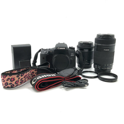 【全額返金保証】【最速発送】Canon デジタル一眼 EOS 8000D ダブルズームキット ブラック 動作確認済