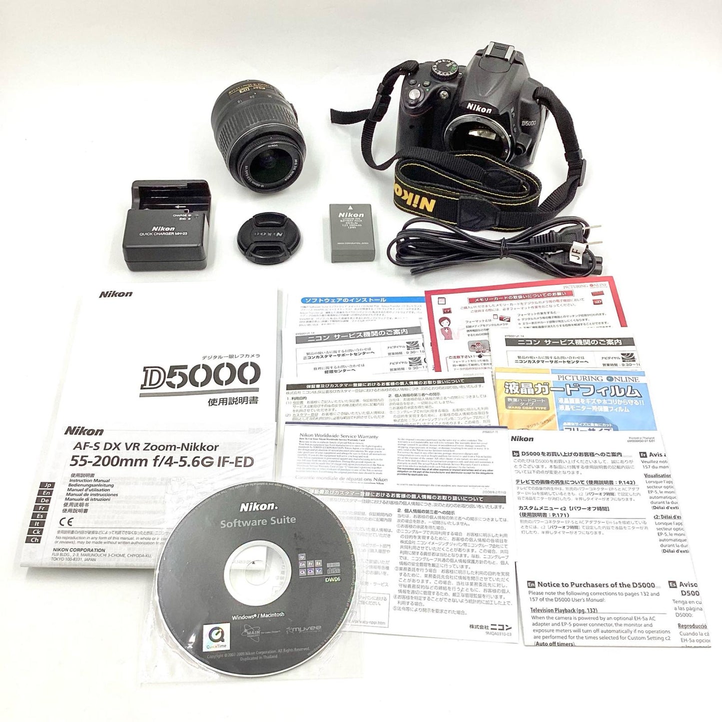 【全額返金保証】【最速発送】Nikon デジタル一眼 D5000 レンズキット ブラック 動作確認済