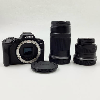 【全額返金保証】【最速発送】Canon デジタル一眼 EOS R50 ダブルズームキット [ブラック] ブラック 美品 動作確認済