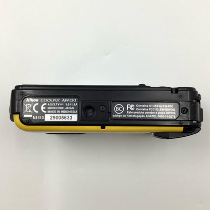 【全額返金保証】【最速発送】Nikon コンパクトデジタルカメラ COOLPIX AW130　イエロー 動作確認済