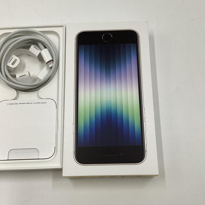 【全額返金保証】【最速発送】Apple iPhone iPhone SE（第3世代） 256GB スターライト Softbank SIMフリー 白ロム 動作確認済 80%
