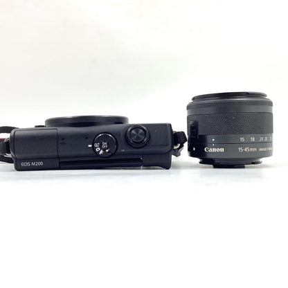 【全額返金保証】【最速発送】Canon デジタル一眼 EOS M200 EF-M15-45 IS STM レンズキット [ブラック] ブラック 動作確認済