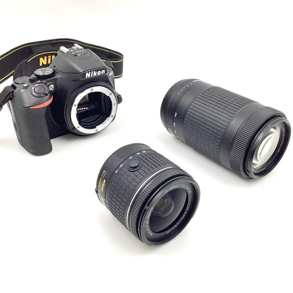 【全額返金保証】【最速発送】Nikon デジタル一眼 D5600 ダブルズームキット ブラック 美品 動作確認済