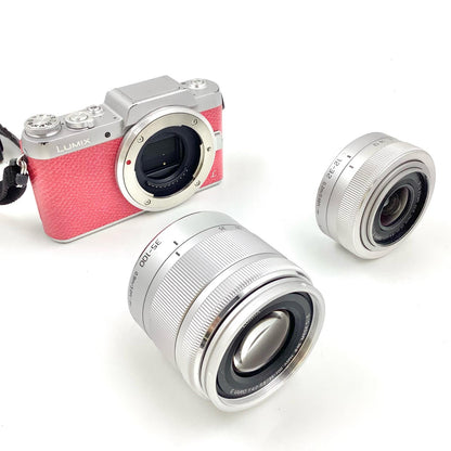 【全額返金保証】【最速発送】Panasonic デジタル一眼 LUMIX DMC-GF7W-P ダブルズームレンズキット [ピンク] ピンク 美品 動作確認済