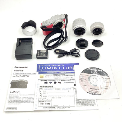 【全額返金保証】【最速発送】Panasonic デジタル一眼 LUMIX DMC-GF7W-P ダブルズームレンズキット [ピンク] ピンク 美品 動作確認済