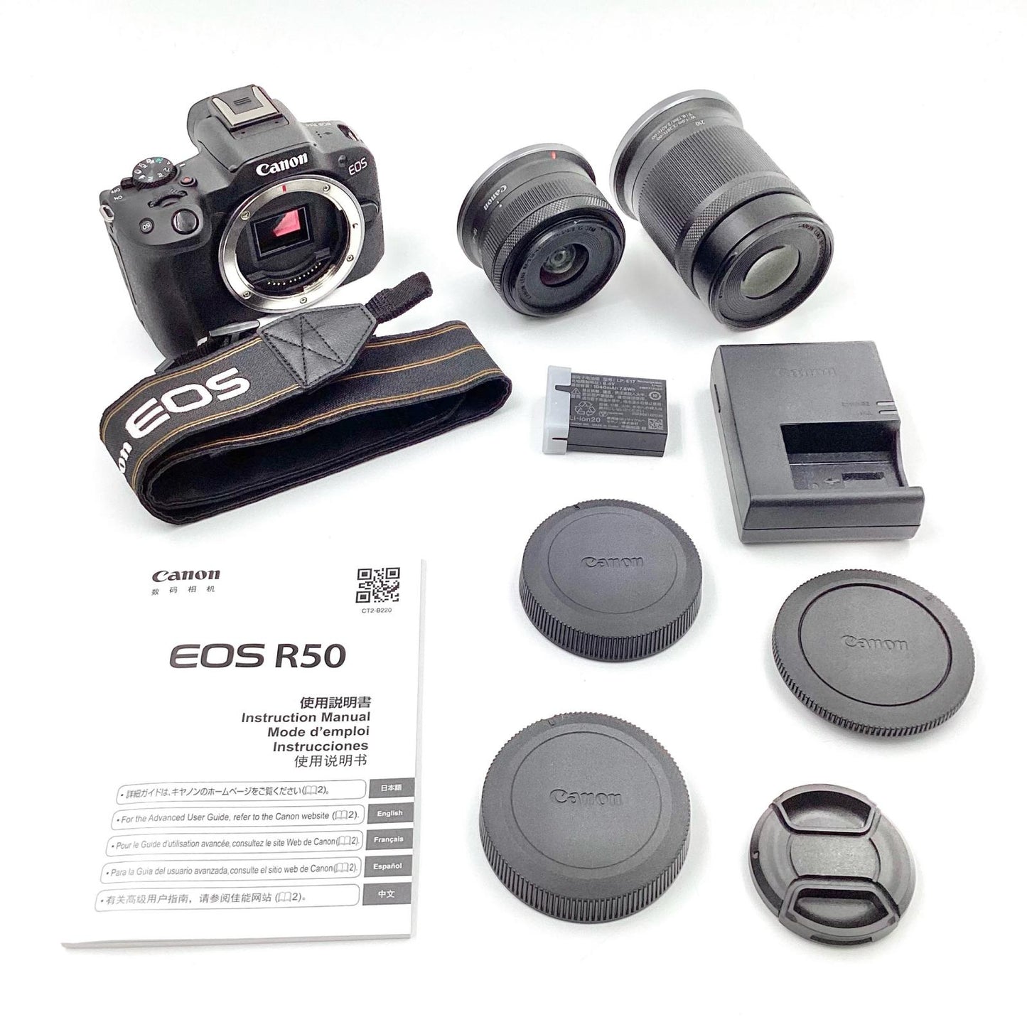 【全額返金保証】【最速発送】Canon デジタル一眼 EOS R50 ダブルズームキット [ブラック] 美品 動作確認済