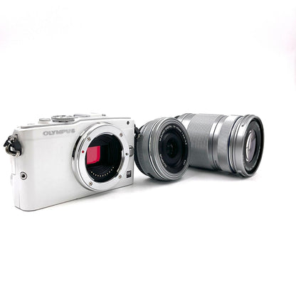 【全額返金保証】【最速発送】OLYMPUS デジタル一眼 OLYMPUS PEN Lite E-PL6 EZ ダブルズームキット ホワイト 超美品 動作確認済