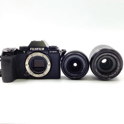 【全額返金保証】【最速発送】FUJIFILM デジタル一眼 X-S10 ダブルズームレンズキット ブラック 美品 動作確認済