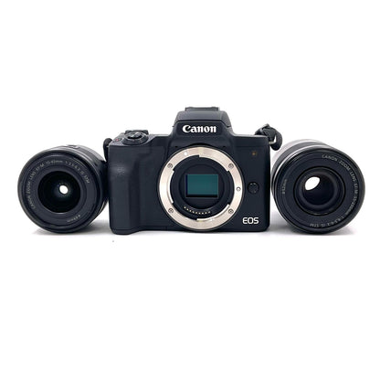 【全額返金保証】【最速発送】Canon デジタル一眼 EOS Kiss M2 ダブルズームキット [ブラック] ブラック 美品 動作確認済