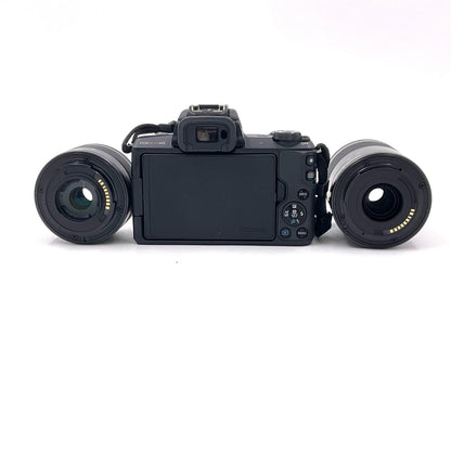 【全額返金保証】【最速発送】Canon デジタル一眼 EOS Kiss M2 ダブルズームキット [ブラック] ブラック 美品 動作確認済
