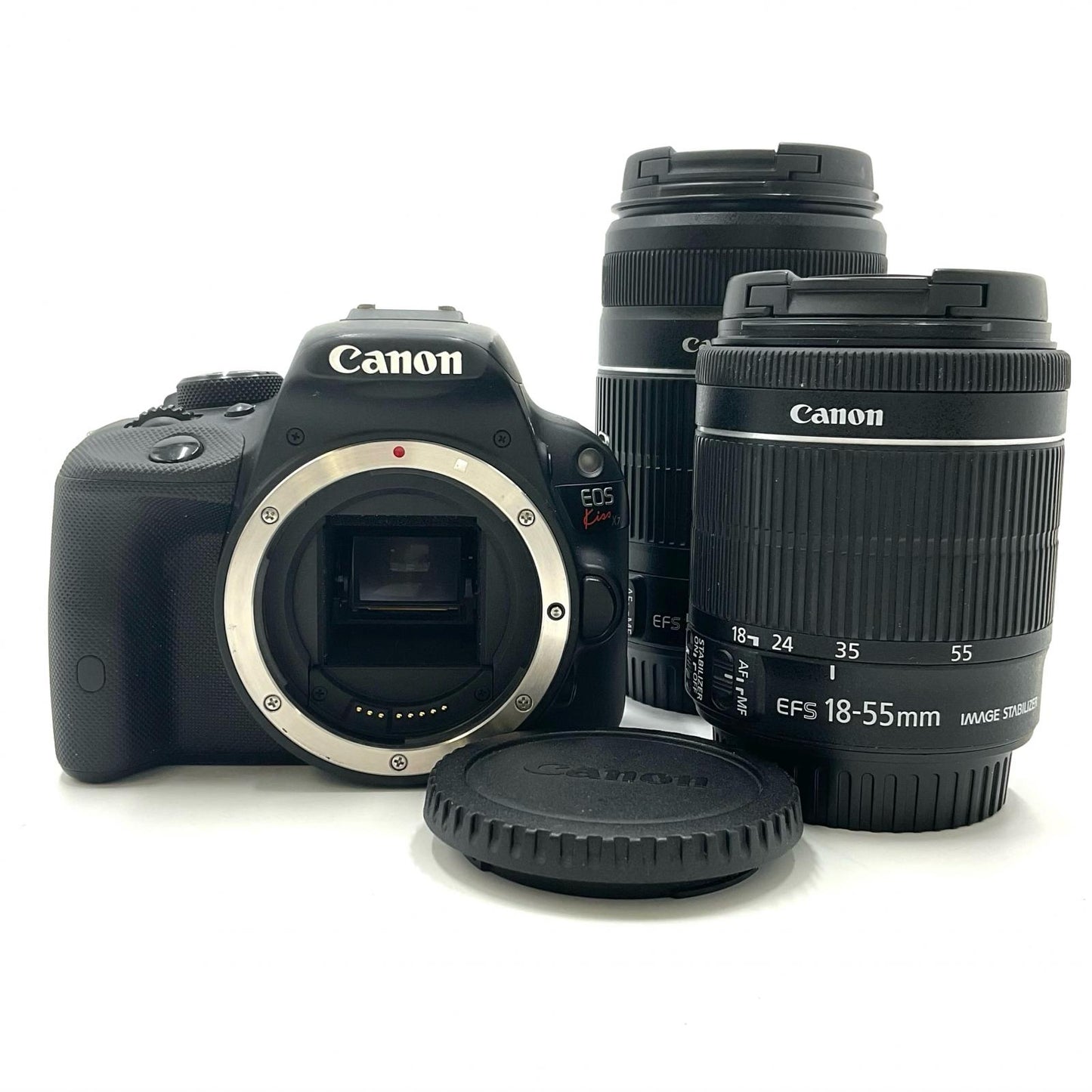 【全額返金保証】【最速発送】Canon デジタル一眼 EOS Kiss X7 ダブルズームキット ブラック 動作確認済