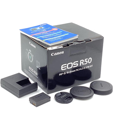 【全額返金保証】【最速発送】Canon デジタル一眼 EOS R50 RF-S18-45 IS STM レンズキット [ホワイト] ホワイト 美品 動作確認済