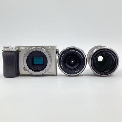 【全額返金保証】【最速発送】Sony デジタル一眼 α6000 ILCE-6000Y ダブルズームレンズキット [シルバー] 美品 動作確認済