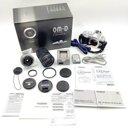 【全額返金保証】【最速発送】OLYMPUS デジタル一眼 OM-D E-M10 Mark III EZダブルズームキット シルバー 美品 動作確認済