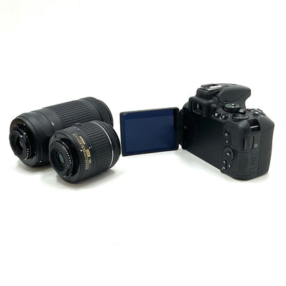 【全額返金保証】【最速発送】Nikon デジタル一眼 D5600 ダブルズームキット ブラック 美品 動作確認済