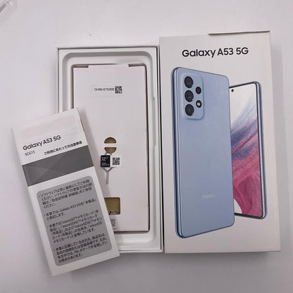 【全額返金保証】【最速発送】SAMSUNG Galaxy A53 5G 128GB オーサムブルー au SIMフリー SCG15 白ロム 動作確認済