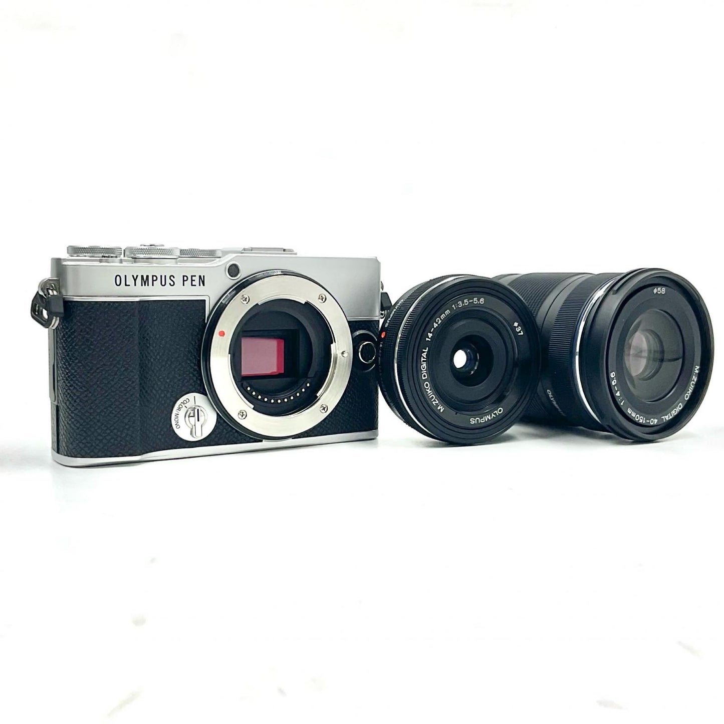 【全額返金保証】【最速発送】OLYMPUS デジタル一眼 PEN E-P7 EZダブルズームキット シルバー 美品 動作確認済