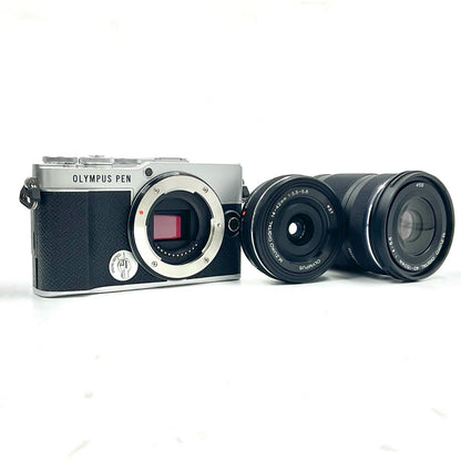【全額返金保証】【最速発送】OLYMPUS デジタル一眼 PEN E-P7 EZダブルズームキット シルバー 美品 動作確認済