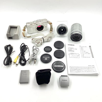 【全額返金保証】【最速発送】OLYMPUS デジタル一眼 PEN E-PL9 EZダブルズームキット ホワイト 美品 動作確認済