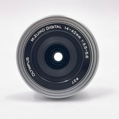 【全額返金保証】【最速発送】OLYMPUS M.ZUIKO DIGITAL ED 14-42mm F3.5-5.6 EZ [シルバー] 動作確認済