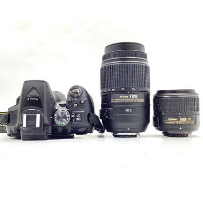 【全額返金保証】【最速発送】Nikon デジタル一眼 D5300 ダブルズームキット ブラック 美品 動作確認済