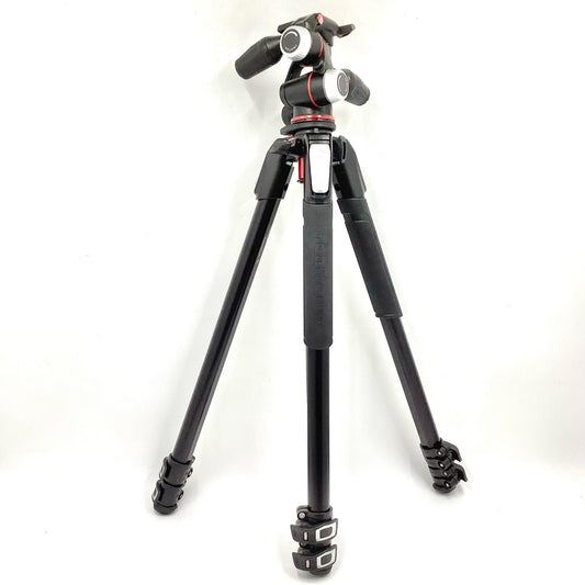 【全額返金保証】【最速発送】Manfrotto 055プロアルミニウム三脚3段+RC2付き3ウェイ雲台キット MK055XPRO3-3W 動作確認済