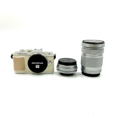 【全額返金保証】【最速発送】OLYMPUS デジタル一眼 OLYMPUS PEN Lite E-PL7 EZダブルズームキット [ホワイト] ホワイト 美品 動作確認済