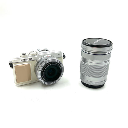 【全額返金保証】【最速発送】OLYMPUS デジタル一眼 OLYMPUS PEN Lite E-PL7 EZダブルズームキット [ホワイト] ホワイト 美品 動作確認済