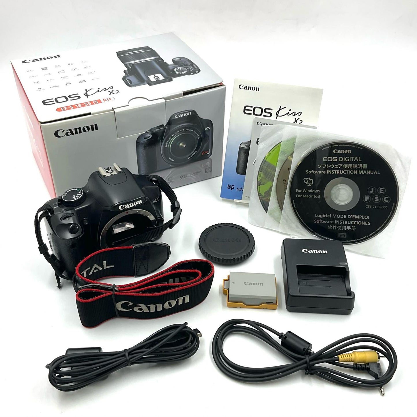 【最速発送】Canon デジタル一眼 EOS Kiss X2 ブラック【難有】