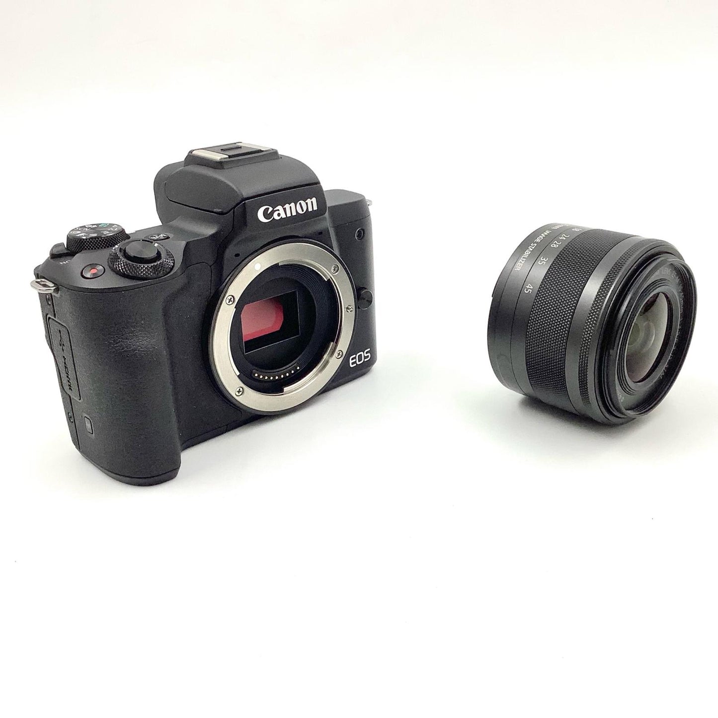 【全額返金保証】【最速発送】Canon デジタル一眼 EOS Kiss M EF-M15-45 IS STM レンズキット ブラック 美品 動作確認済
