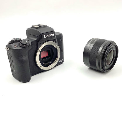 【全額返金保証】【最速発送】Canon デジタル一眼 EOS Kiss M EF-M15-45 IS STM レンズキット ブラック 美品 動作確認済