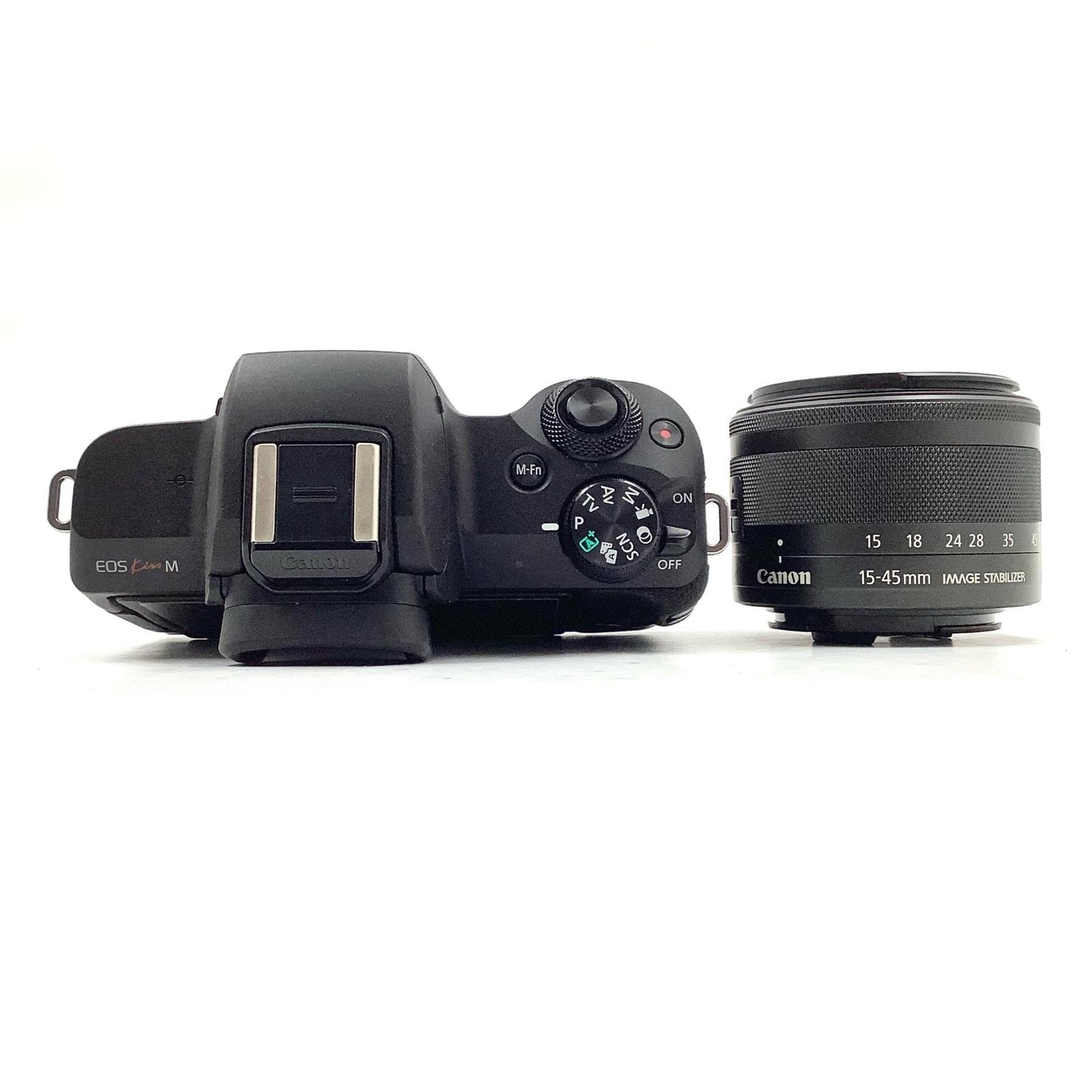 【全額返金保証】【最速発送】Canon デジタル一眼 EOS Kiss M EF-M15-45 IS STM レンズキット ブラック 美品 動作確認済