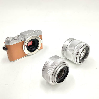 【全額返金保証】【最速発送】Panasonic デジタル一眼 LUMIX DMC-GF7W ダブルズームレンズキット ブラウン 美品 動作確認済
