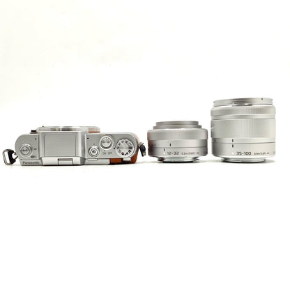 【全額返金保証】【最速発送】Panasonic デジタル一眼 LUMIX DMC-GF7W ダブルズームレンズキット ブラウン 美品 動作確認済