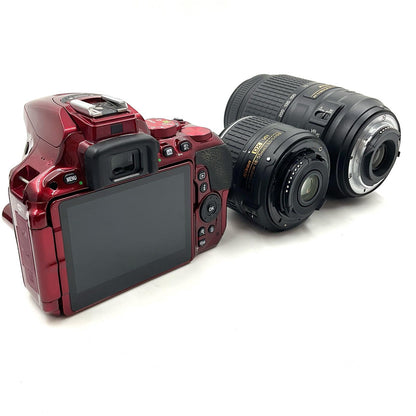 【全額返金保証】【最速発送】Nikon デジタル一眼 D5500 ダブルズームキット [レッド] レッド 動作確認済
