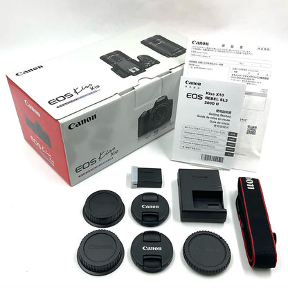 【全額返金保証】【最速発送】Canon デジタル一眼 EOS Kiss X10 ダブルズームキット ブラック 動作確認済