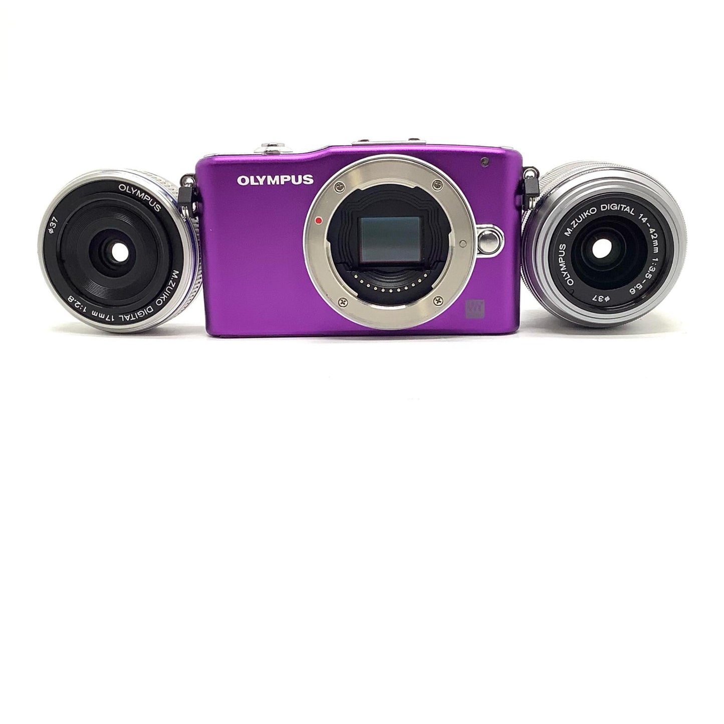 【全額返金保証】【最速発送】OLYMPUS デジタル一眼 PEN mini E-PM1 ツインレンズキット [パープル] 動作確認済