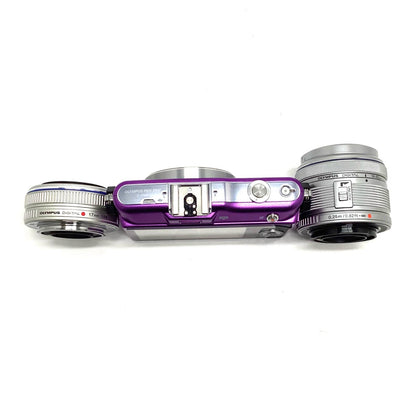 【全額返金保証】【最速発送】OLYMPUS デジタル一眼 PEN mini E-PM1 ツインレンズキット [パープル] 動作確認済