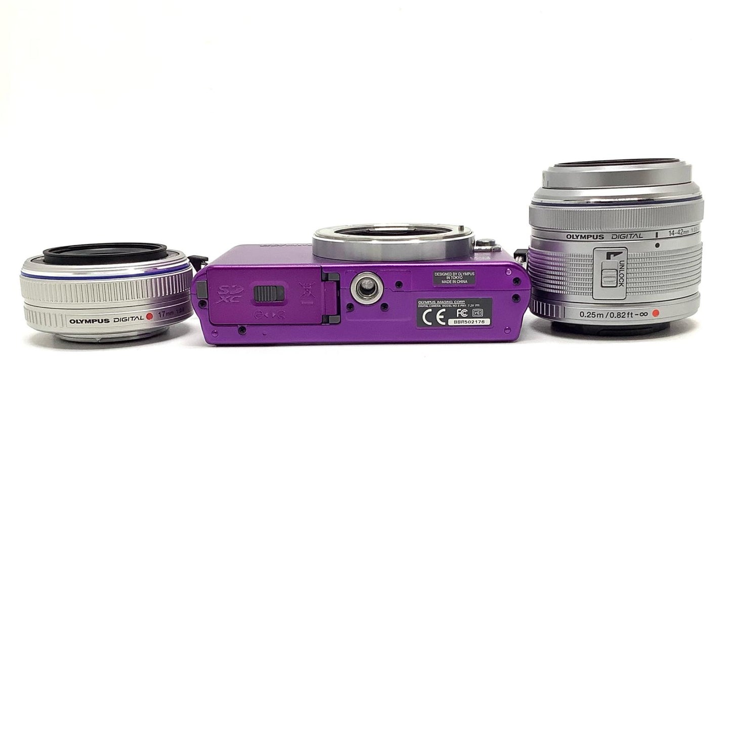 【全額返金保証】【最速発送】OLYMPUS デジタル一眼 PEN mini E-PM1 ツインレンズキット [パープル] 動作確認済