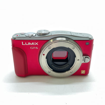 【全額返金保証】【最速発送】Panasonic デジタル一眼 LUMIX DMC-GF6W-R ダブルズームレンズキット レッド 動作確認済